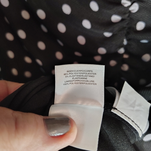 Mine West Ladies Blouse Top Black with White dots Size Large - Picture 5 of 7